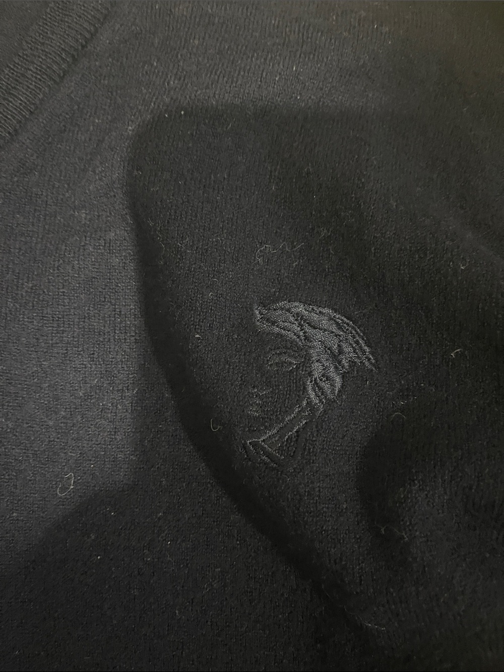 Versace Black Kids Crewneck with Tonal Medusa Logo